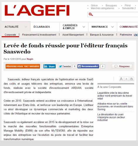 Saaswedo article AGEFI 2